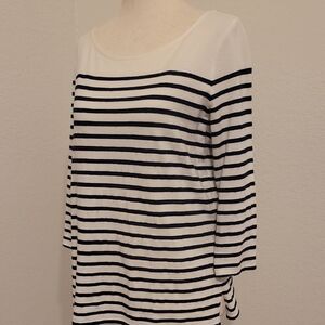 Liz Claiborne Navy and White Striped Top